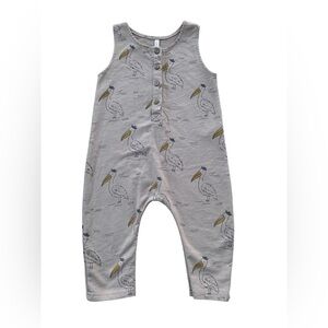 Rylee + Cru Size 6-12 Months Tan Pelican Bird Baby Jumpsuit Romper Beach Summer